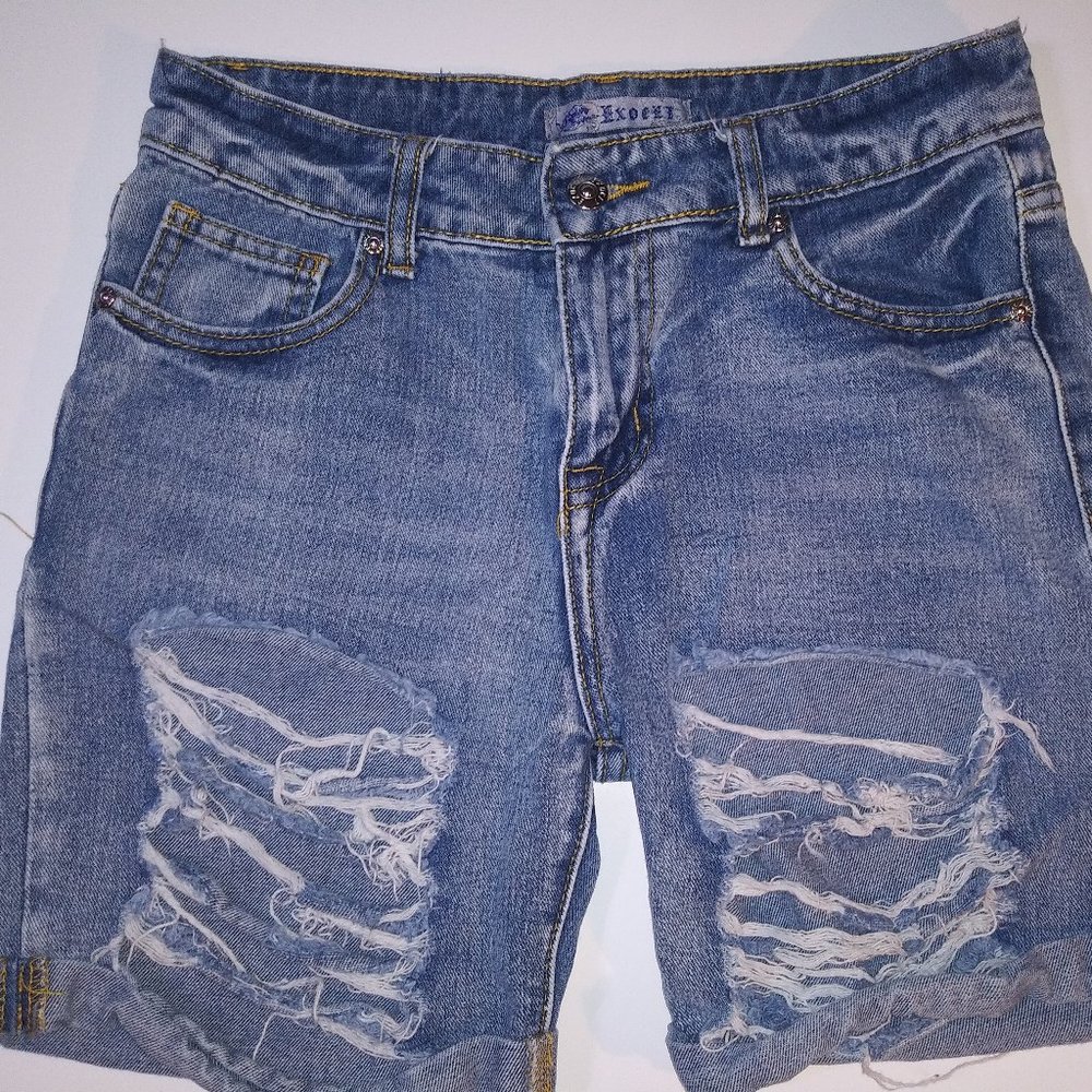 EXOCET Distressed Jean Shorts